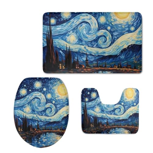 Flashideas Van Gogh Starry Night Bathroom Rug Set - Toilet