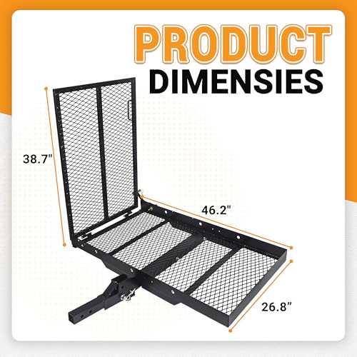 Image of HECASA Hitch Mount Cargo Scooter Carrier Rack w /Foldable Ramp 3 inch Rail Hitch