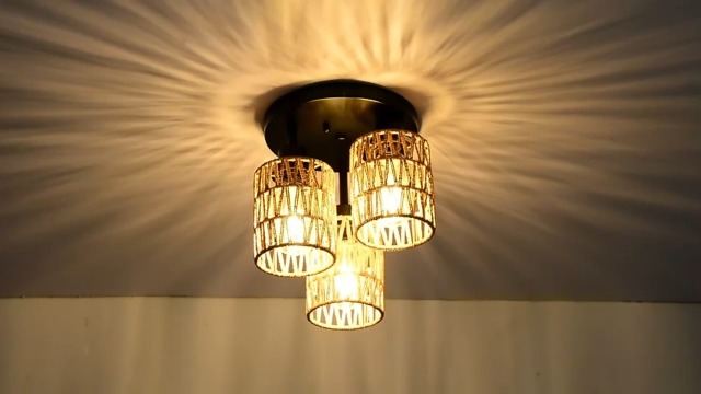 Bamboe Geweven Hanglamp Rotan Plafond Rieten Schaduw Moderne Beige Geweven Hangende Plafondlamp Hangende Decoratie Rustieke Japanse Lamp Voor Tuin, Eetkamer, Studeerkamer, Slaapkamer