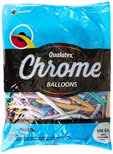 Qualatex 99695 Ballons, assortis, 260Q Chrome 100CT