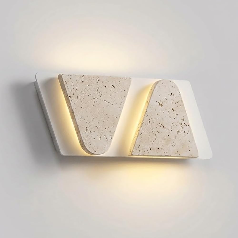 COSRUB Yellow Travertine Wall Sconce, Modern LED Aisle Wall Mounted Light
