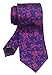 Elfeves Men Handmade Silk Tie Fashion Blue Magenta Small Floral Wedding Party Dance Necktie