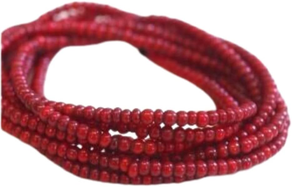 希少 筒型 血赤アンティークビーズ ホワイトハーツ セミクリア 2410