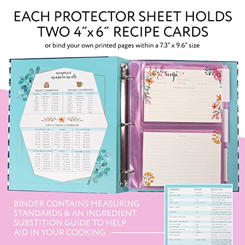Lotfancy Recipe Binder, 8.5” X 10”, With 60 Blank Recipe Cards 4X6, 30 Plastic Page Protectors, 3 Tabbed Dividers, 24 Labels - Kitchen Recipe Card Cookbook Binder Organizer Kit #TOP1