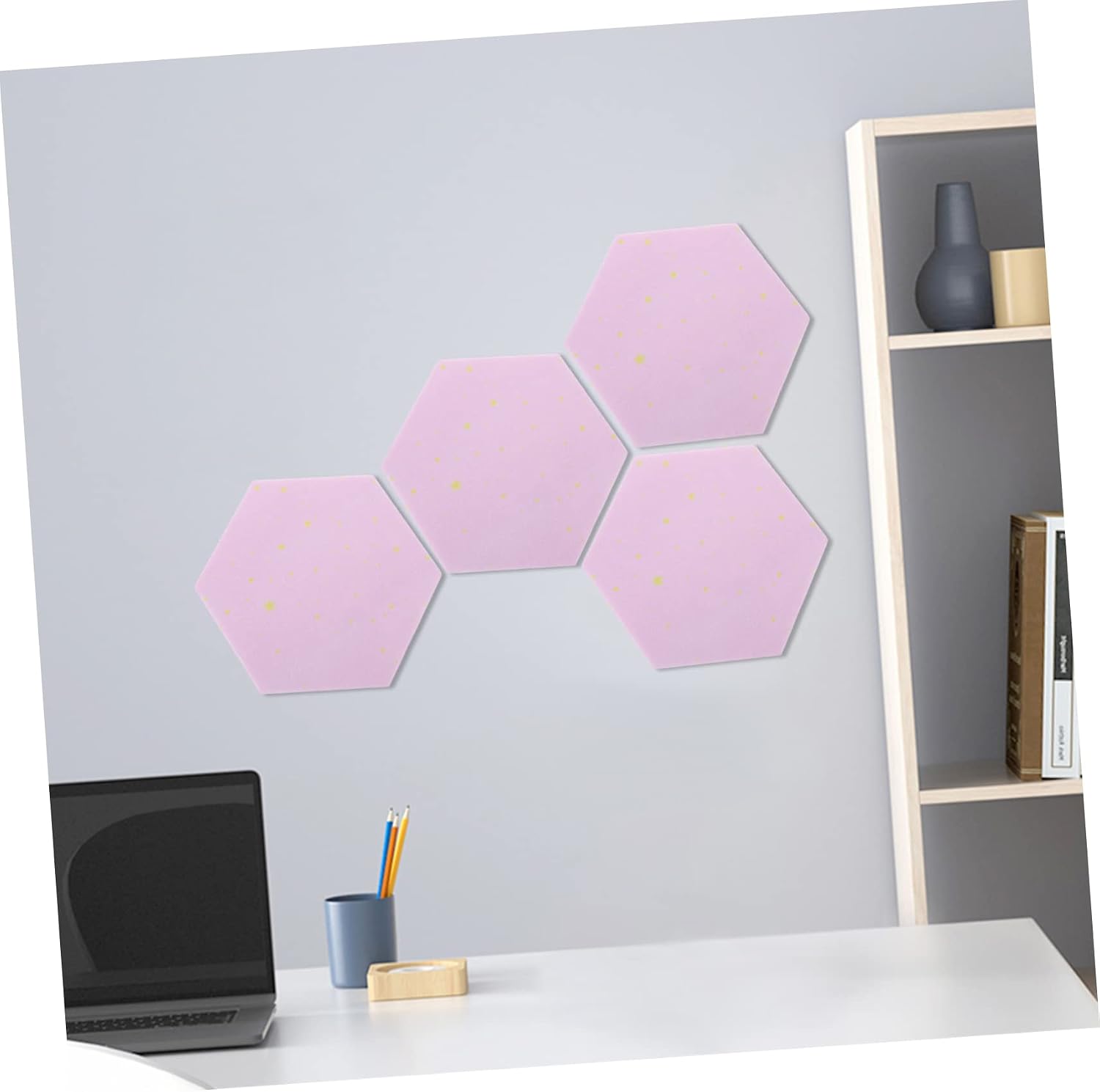 PRETYZOOM 6pcs Hexagon Felt Wall Sticker Bulletin Board Strips for Office Classroom