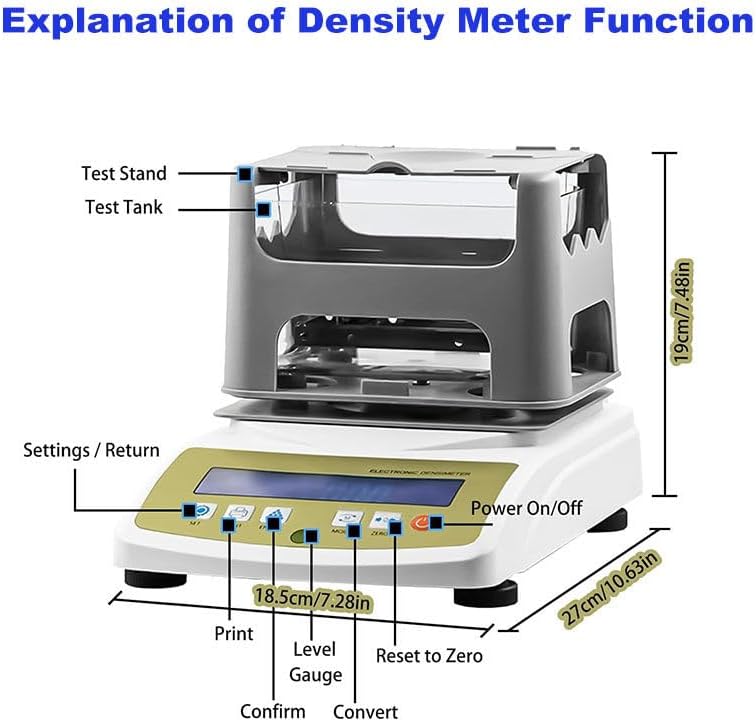 Gold Purity Tester with Density Meter & Label Printer - Accurate Precious Metal Analysis, Gold Testing, Jewelry Authenticity Tool for Professionals & Enthusiasts