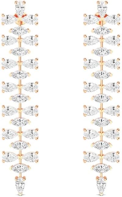 1-10 Carat (ctw) White Gold Pear and Marquise Cut LAB GROWN Diamond Drop Earrings Color D-E Clarity VS1-VS2