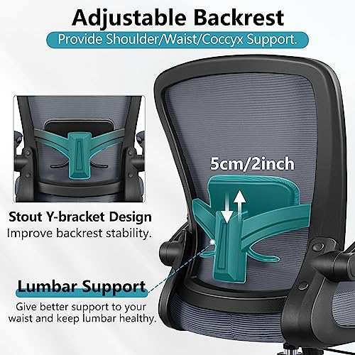 Felixking Office Chair, Ergonomic Desk Chair Breathable Mesh Chair With Adjustable High Back Lumbar Support Flip-Up Armrests, Executive Rolling Swivel Comfy Task Computer Chair For Home Office #TOP2