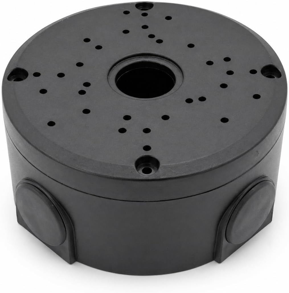 Security Camera Indoor Outdoor Plastic Junction Box Mount – Universal Waterproof CCTV Mounting Base for Dome & Bullet Cameras, Black, 1 Pack