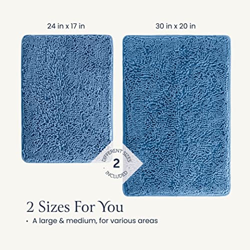 BELADOR Bathroom Rugs Sets 2 Piece - Plush Bath Mat Set Quick-Dry Soft Chenille Bathroom Mat with Rubber Backing, Absorbant Bathroom Rug Set, Washable Bath Rugs for Bathroom- Bath Mats 24x17 + 30x20 - Thumbnail 6