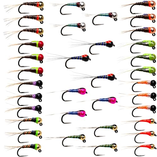 36 Guide Recommended Tungsten Bead Perdigon Nymphs Fly Fishing Flies Assortment | Trout and Grayling Fishing Lure