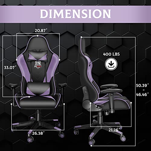 Dvenger Video Game Chairs, Ergonomic Office Chairs, Leather Reclining High Back Computer Office Chair Swivel With Lumbar Support Headrest Comfortable Gaming Chairs For Adults Gamer Teens, Purple #TOP1