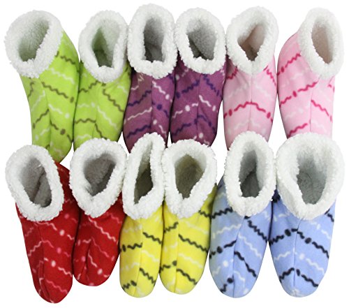 ToBeInStyle Women's Pack of 6 Heathered Bottom Grip Slipper Shoes