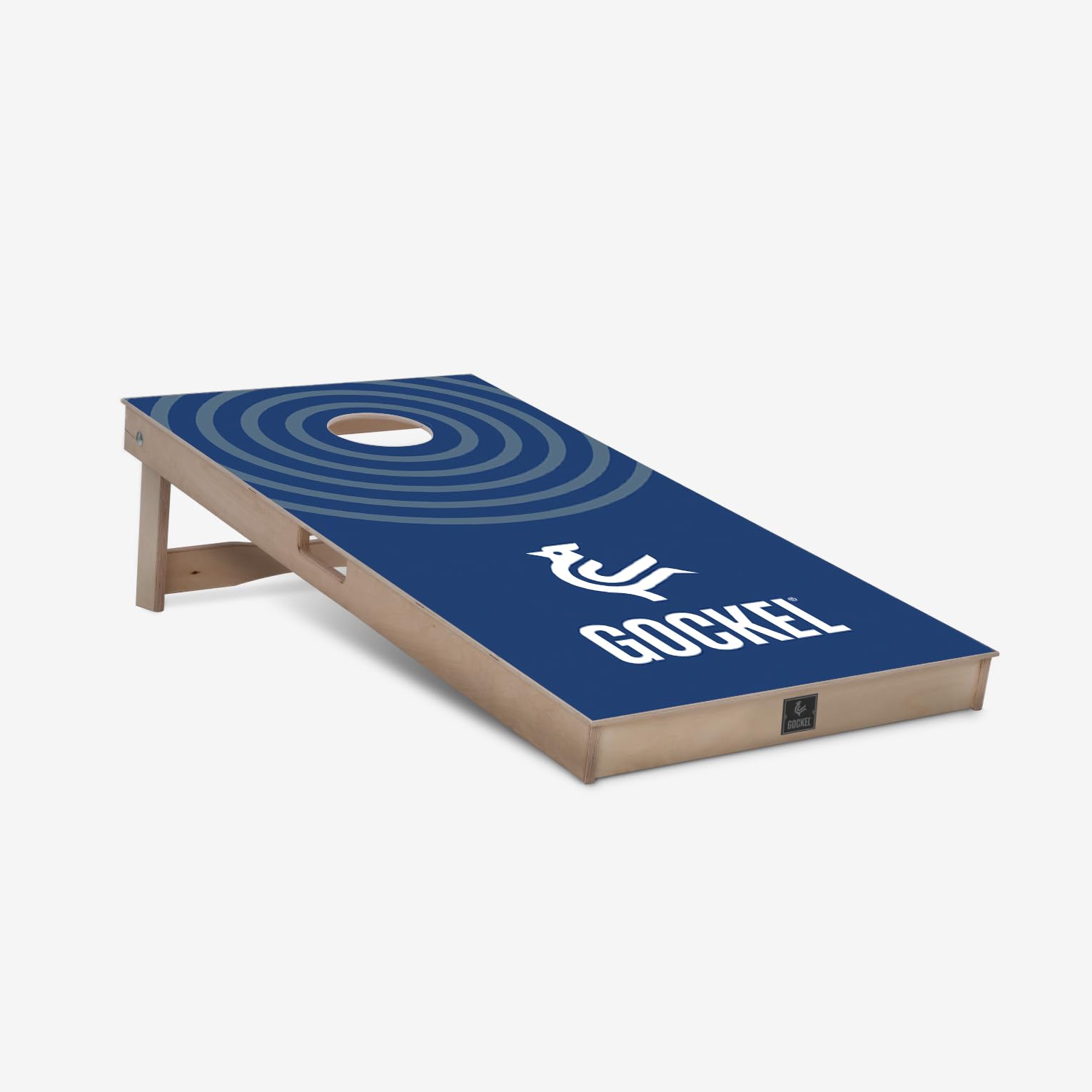 Gockel Original Cornhole Board mit blauen Kreisen (120 x 60 cm) Inklusive 2 x 4 Cornhole Bags, 100% Birkensperrholz, FSC Zertifiziert, Klappbare Beine