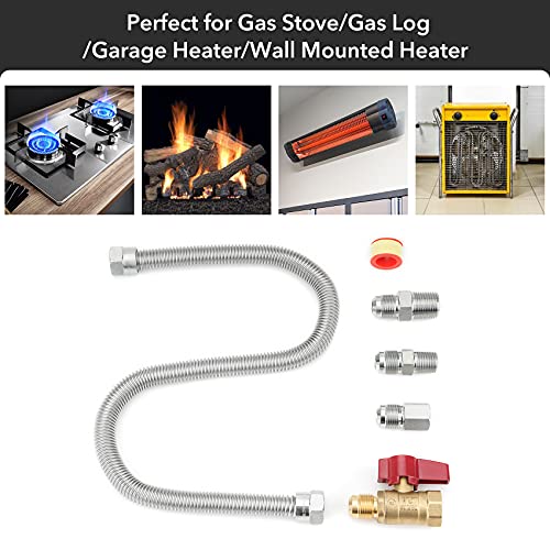 Stanbroil One Stop Gas Appliance Hook Up Kit - Brass Gas Ball Valve and Flexible Gas Connector with Fittings for Garage Heaters, Gas Stoves, Wall Mounted Heaters, Gas Fireplace and Gas Dryer by Stanbroil - Image 4