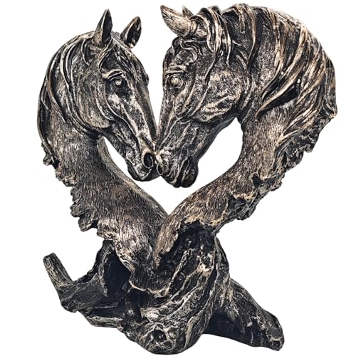 Estatua Corazón Caballos para Decoración Hogar 11" Negro miniatura 3