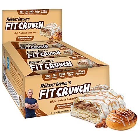 FITCRUNCH Snack Size Protein Bars, 6-Layer Baked Bar, 3g of Sugar & Soft Cake Core (9 Bars, Cinnamon Twist) Cover