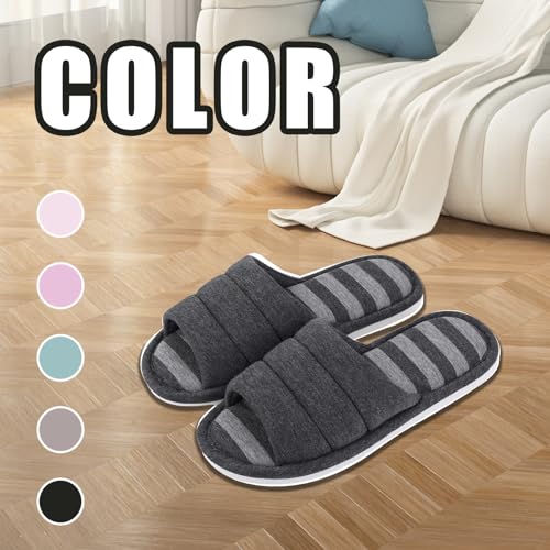 Open Toe Summer House Slippers for Women Indoor Memory Foam Slip On Slippers Soft Cotton Bedroom Shoes for Women Men3
