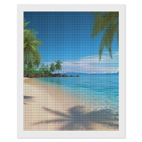 Kit peinture diamant 5D palmiers hawaïens perles carrées pour adulte