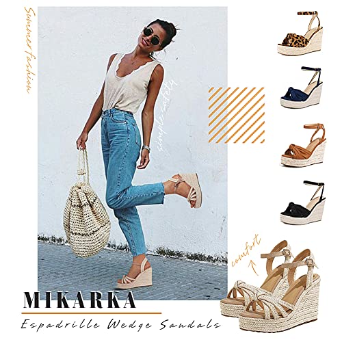 Mikarka XLX0434_APRICOT_39 Sandals For Women, Platform Ankle Strap Womens Sandals Open Toe Espadrille Wedge Sandals thumb #1
