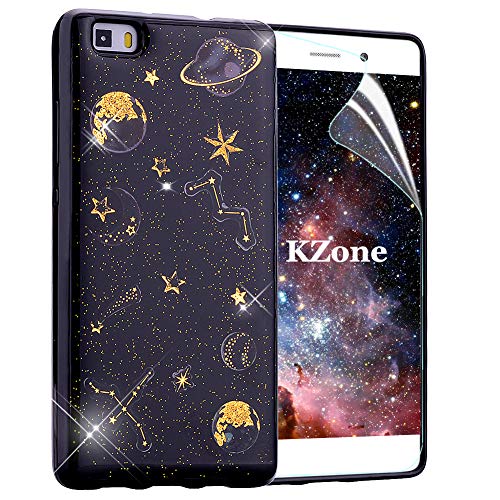 OKZone Cover Huawei P8 Lite, [Serie Notte Stellata] Custodia Lucciante con Brillantini Glitters Ultra Sottile Design Case Cover di Alta qualità in Silicone TPU Bumper Cover per Huawei P8 Lite