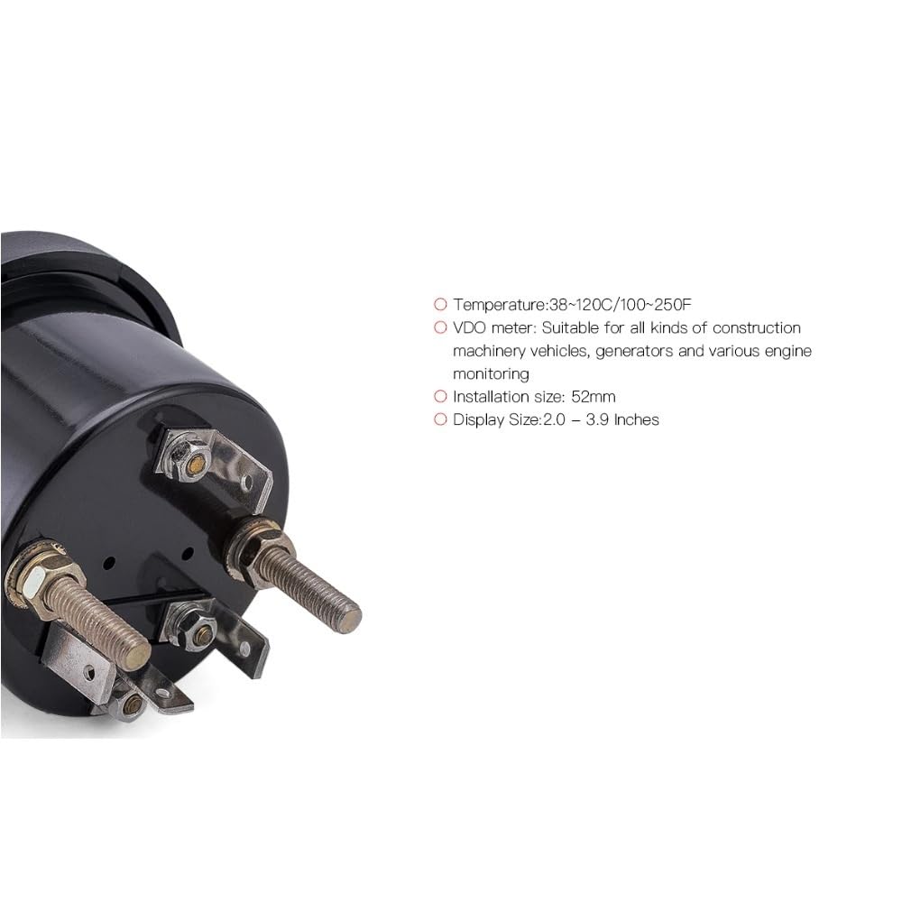 Termómetro medidor de Temperatura del Agua del Motor, 52MM, 38-120C, 12V, 24V, Apto for Piezas del generador(24V)