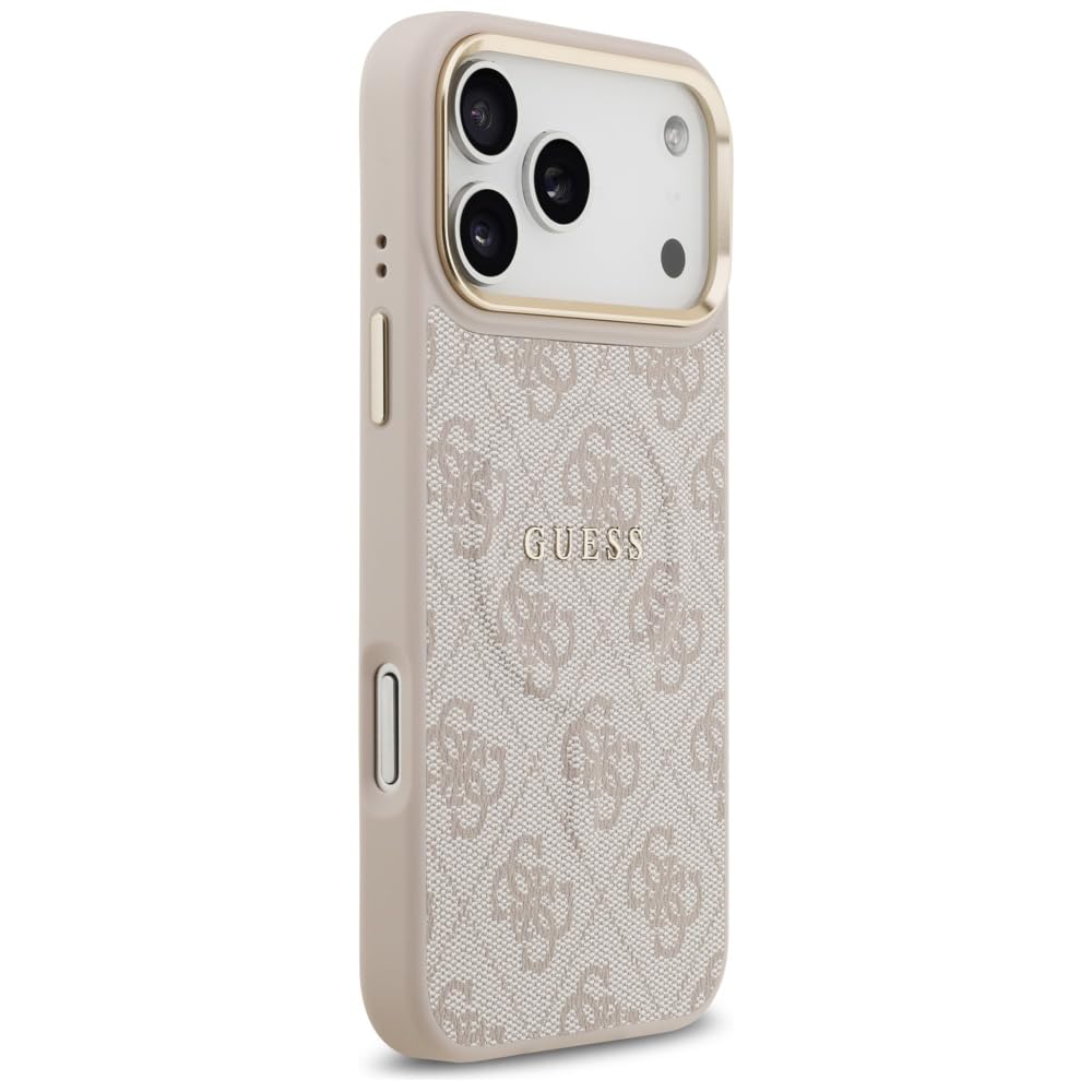 CG MOBILE Guess 4G PU Classic Logo compatibile con MagSafe Custodia per iPhone 17 Pro Max (rosa)