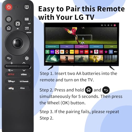 Image of Replacement for LG TV Remote, for All 2019-2025 LG Remote Control for Smart TVs with Voice and Pointer Function, for LG Magic Remote. 2-Year Warranty.