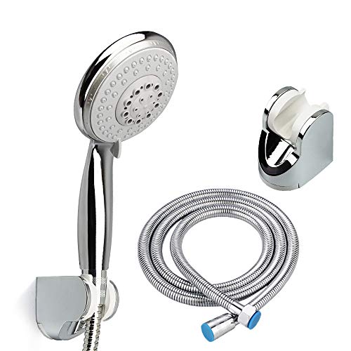 CherryKelly Cabezal de ducha manual 5 Gear Multi-Functional Boost - Ahorro de agua Alcachofa de ducha - Ducha manguera ducha soporte conjunto 3 piezas - 79 Pulgadas / 2 M