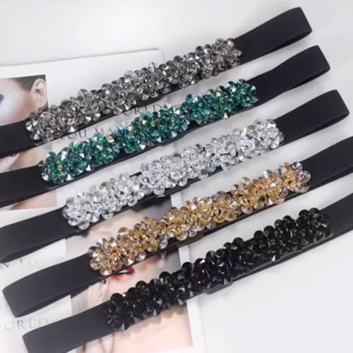 Comfortable Elastic Corset Belt Skirts Decoration and Sweaters Elastic Band Crystal Waist Belt with Dress4