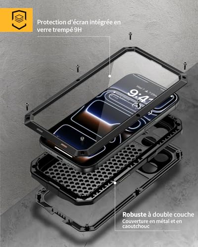Coque iPhone 17 Pro Métal solide idéale pour le chantier et le sport