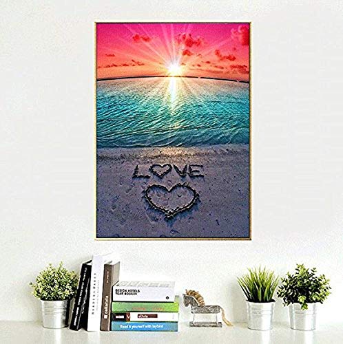 ALZERO Kit de broderie diamant 5D par numéro, strass en cristal, peinture à broder pour décoration murale, coucher de soleil, plage 11.8 x 15.7 inch Multicolore. – vue 2