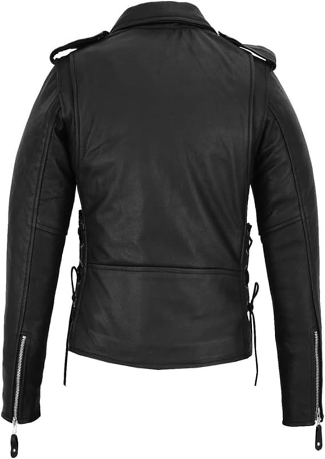 GARGOYLE BELLS Womens Motorcycle Jacket Classic Cowhide Leather Jacket with Lace Sided Leather Biker Coat for Women - Image 6