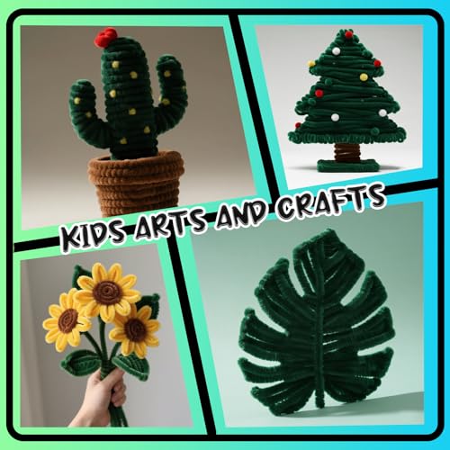 Image of Christmas Green Pipe Cleaners Craft Bulk,Arts Crafts,Chenille Stems Art Supplies for Projects Creative DIY Room Decor,Christmas Tree Decorations,Handmade Flower,Kids Stocking Stuffers,Family Games