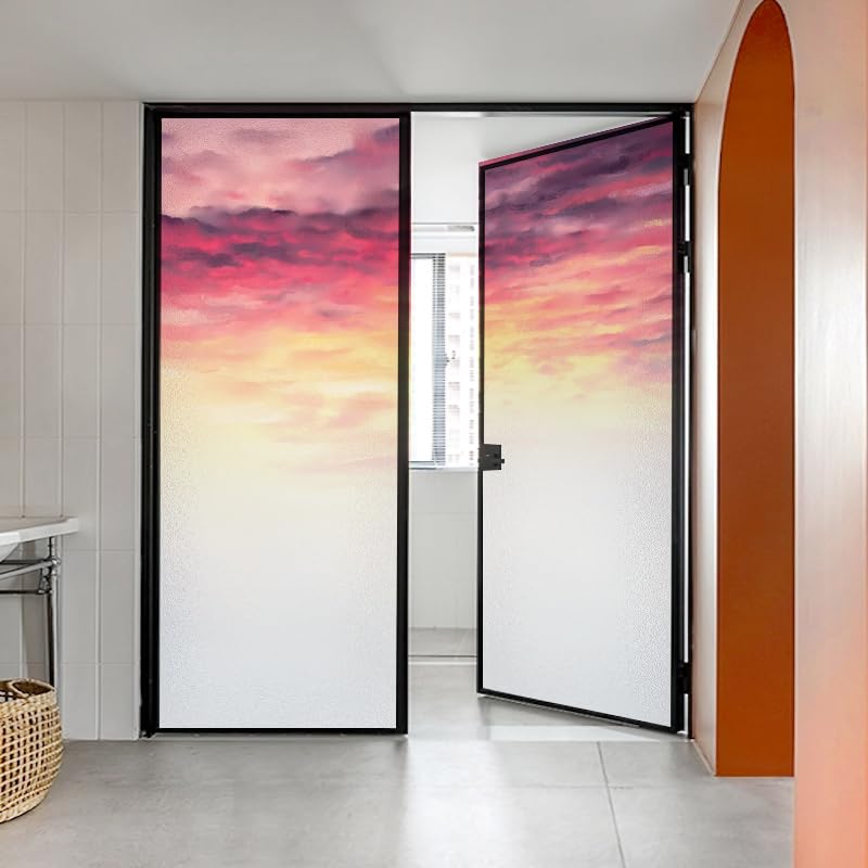 Fensterfolie Rosa Lila Gelb Milchglasfolie Fensterfolie Milchglas Selbstklebend Fensterfolie Sichtschutz Blickdicht Fenster Sichtschutzfolie Folie für Fenster Fensterfolie Bad 80x200cm/2 Pcs