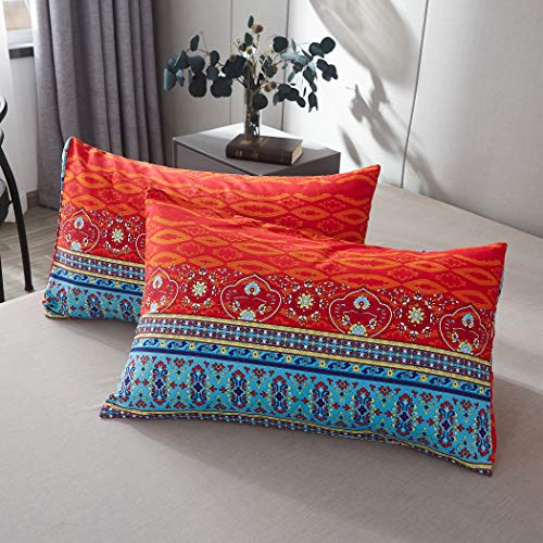 Lamejor Duvet Cover Set Queen Size Boho Retro Style Floral Striped Patchwork Print Luxury Soft Bedding Set Comforter Cover (1 Duvet Cover+2 Pillowcases) #TOP3