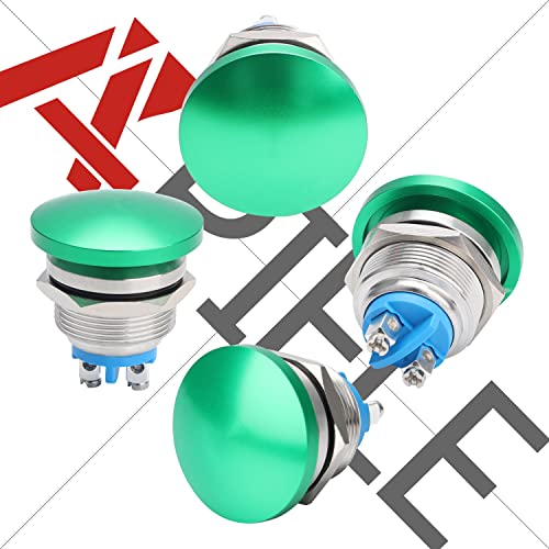Apiele 22Mm Mushroom Head Push Button Switch Momentary Push Button Ip65 Waterproof Screw Terminal 12V 24V 36V 110V 250V 5A Spst(22Mm, Green) #TOP2
