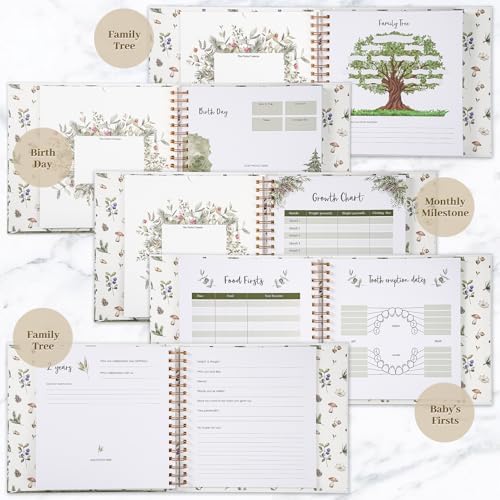 Keepsake Memory Book for Baby Boy and Girl A Milestone Book Gender Neutral Journal Scrapbook Photo Album - 3