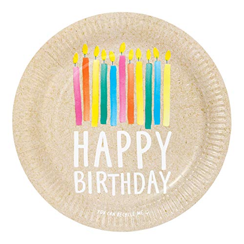 Talking Tables Pack of 12 Size 23cm ECO Party Paper Zero Plastic on Product or Packaging Perfect Disposable Biodegradable Partyware for All Ages and Unisex, Kraft Recyclable Birthday Plates