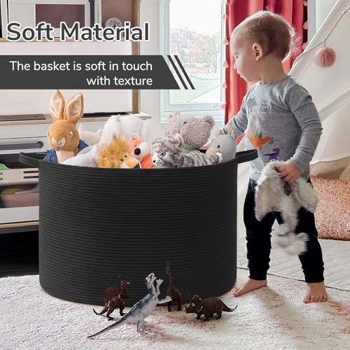 Image of INDRESSME 115L Extra Large Black Blanket Basket, Dog Toy Bin Shoe Baskets Toy Box Organizer for Kids Decorative Laundry Basket for Home & Living Room, Black