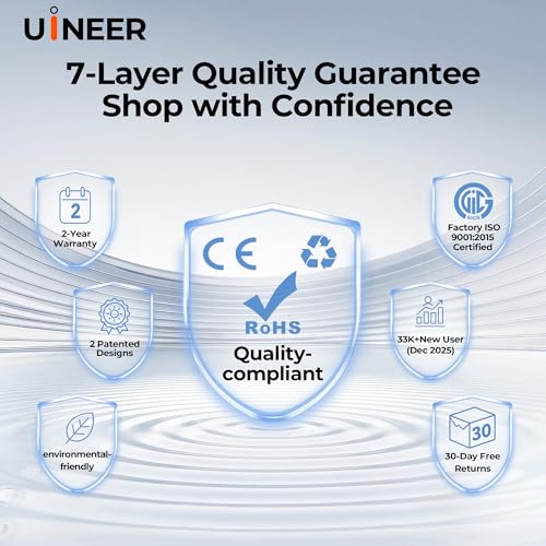 Image of Uineer Wireless Ergonomic Mouse, Bluetooth Mice (BT4.0 /5.0 and 2.4G) Rechargeable Vertical Mouse, 3 Multi-Device Connectivity for PC /Mac /Laptop /Computer, 4 DPI Quiet Clicks for Office, Home-Black