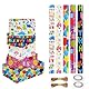 YSWOVUO 5 Rollen Geschenkpapier Geburtstag Kinder, 300cmx43cm Dino Geschenkpapier Junge, Geschenkpapier Rolle mit 2 Hanf Seil und 2 Klebeband, Birthday Gift Wrapping Paper für Geburtstag Party