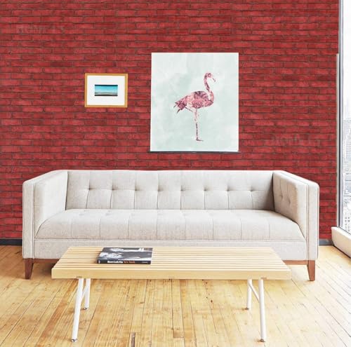 Image of HOME13 Self Adhesive Wood Grain Wallpaper for Furniture Vinyl Sticker Wooden Door Desktop Wall Paper Kitchen Wallpaper (2 feet by 4 feet, Red Bricks Wooden)