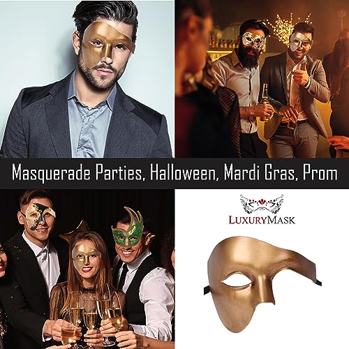 image for Luxury Mask Gold Mens Phantom of the Opera Masquerade Mask for Masquer