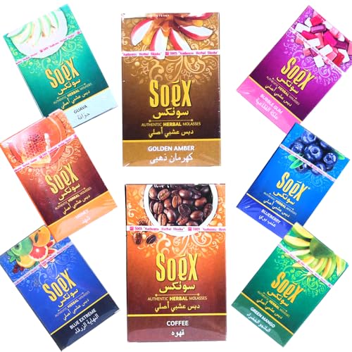 Soex 3パックランダム味シーシャ フレーバハーブPremium Hydro Herbal hookah shisha flavors bong 3x50g Packs,150Gram,水タバコタバコ水たばこweed タバコフルーツフレーバー molas