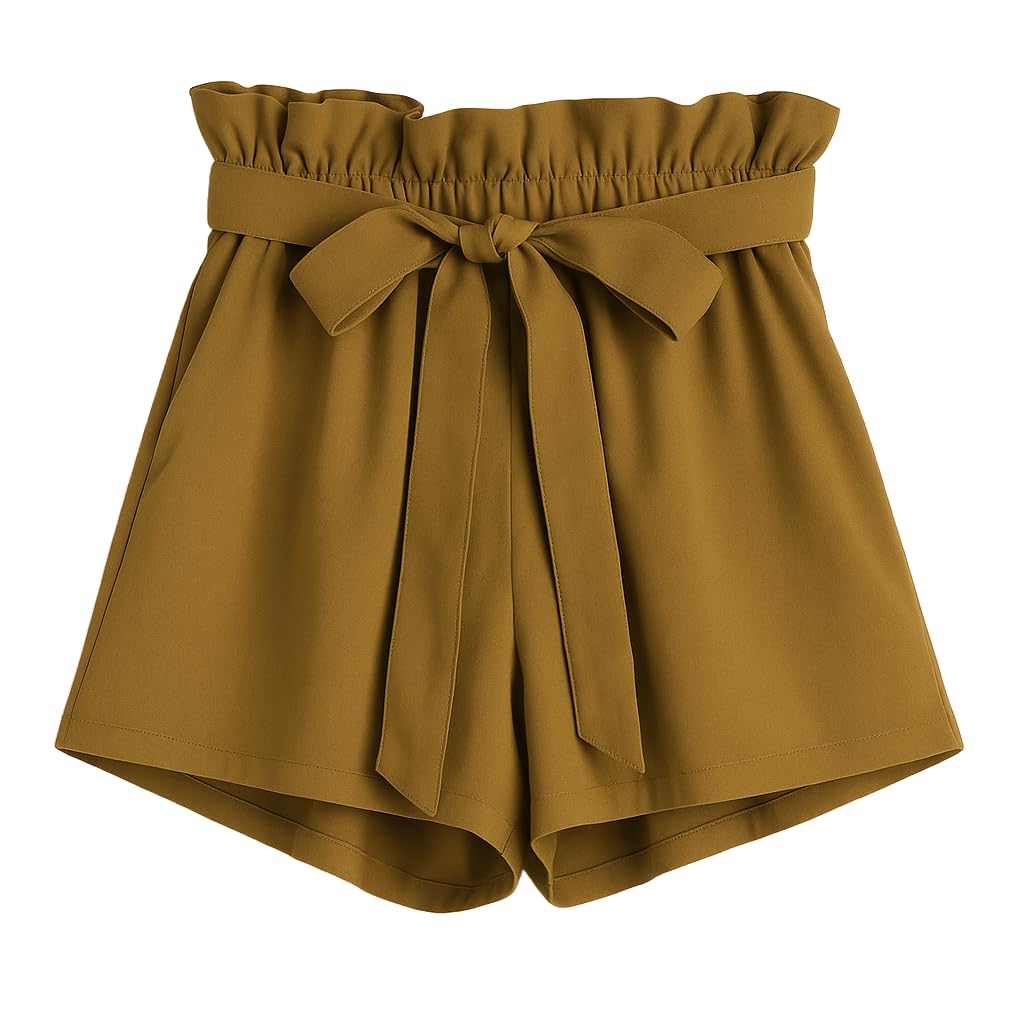 surkanda Branded Womens Shorts with Ruffle tie Up Summer Casual Shorts for Women Waist Casual Lightweight Adjustable Tie Knot Loose-picture-36