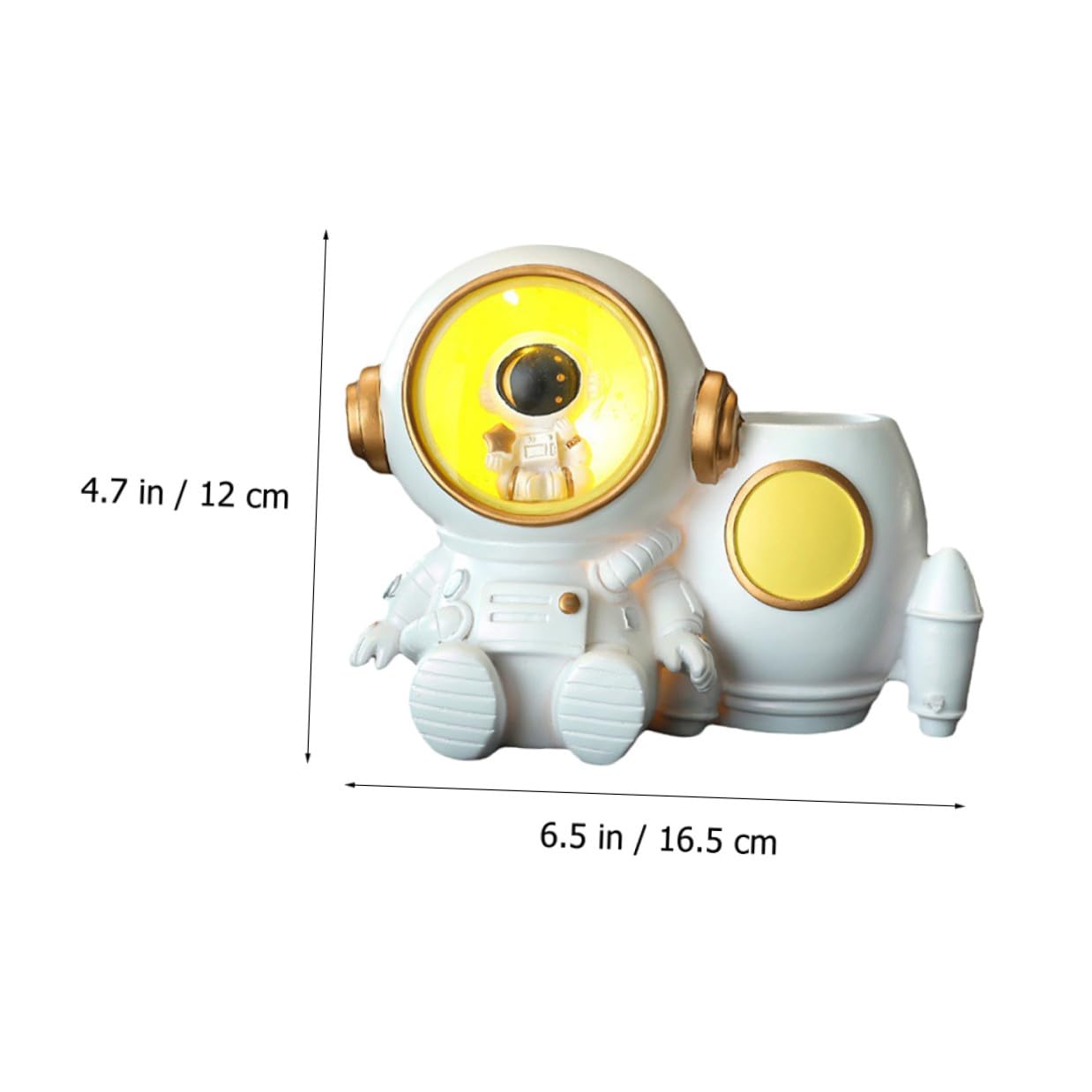 VILLCASE Portapenne Astronauta in Resina con Luce LED e Grande Capacità per Scrivania, Accessorio Desktop per Ragazzi e Ragazze