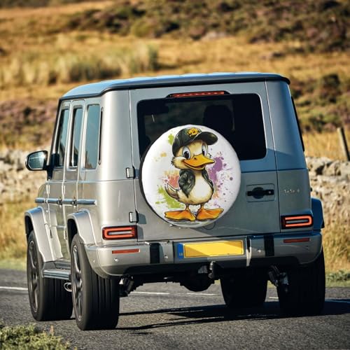 Image of Cute Duck Spare Tire Cover Universal Wheel Tire Cover Funny Cartoon Duck Tire Protectors for Travel Trailer Rv SUV Truck Camper and Many Vehicle 16 Inch