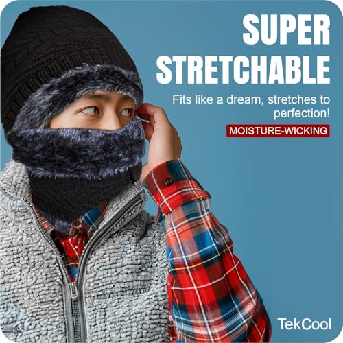 Image of TEKCOOL Woolen Winter Cap for Women & Men in Winter for Thermal Wear Stylish Soft Caps for Boys & Girls for Warm Wear Head hat Garam Topaa cap's Breathable Lightweight Windproof with hand gloves