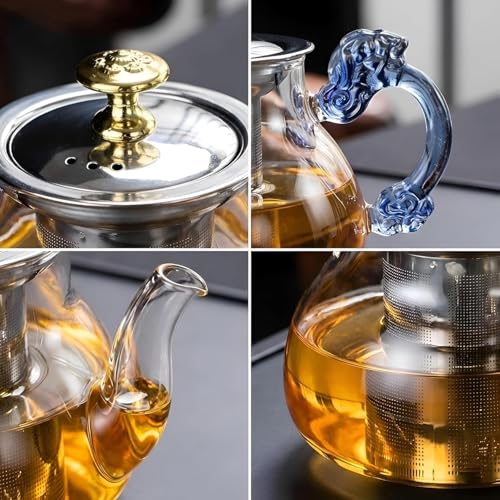 Image of Celvee Glass Tea Pot with Stainless Steel Infuser || Large Capacity Transparent Tea Kettle with Lid & Handle || Great for Loose Leaf Tea, Blooming Tea, Tea Bags & Fruit Infused (500ml Tea Pot)
